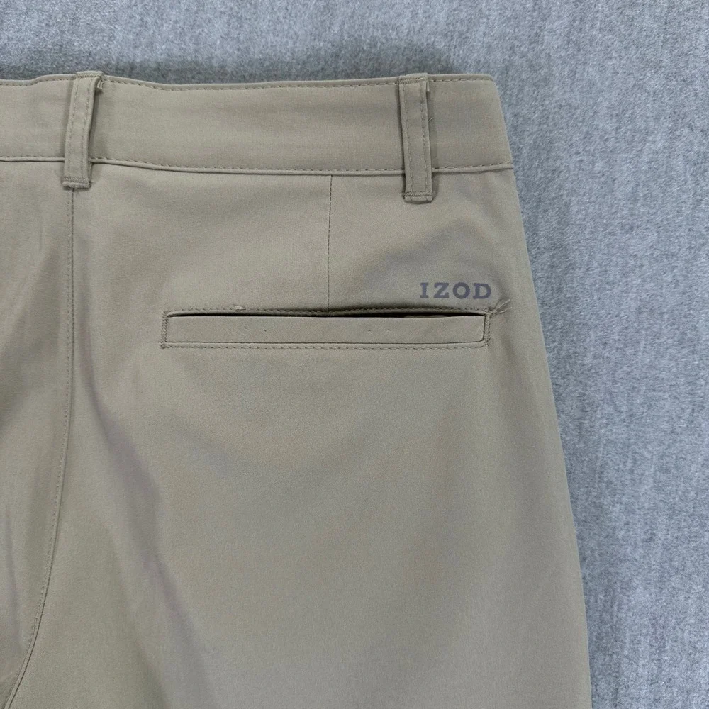 IZOD GOLF Pants Men's 30x32 Khaki Flat Front Chino Pants Performance Stretch‎